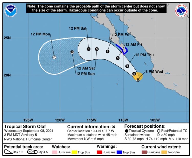 Tormenta Olaf sería huracán, afectará Baja California Sur